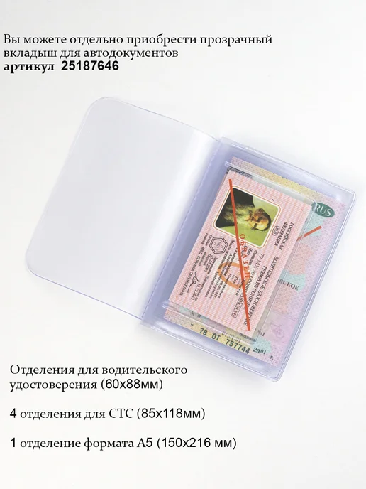Barsalini Land Обложка для автодокументов из натуральной кожи, красный, фото 5