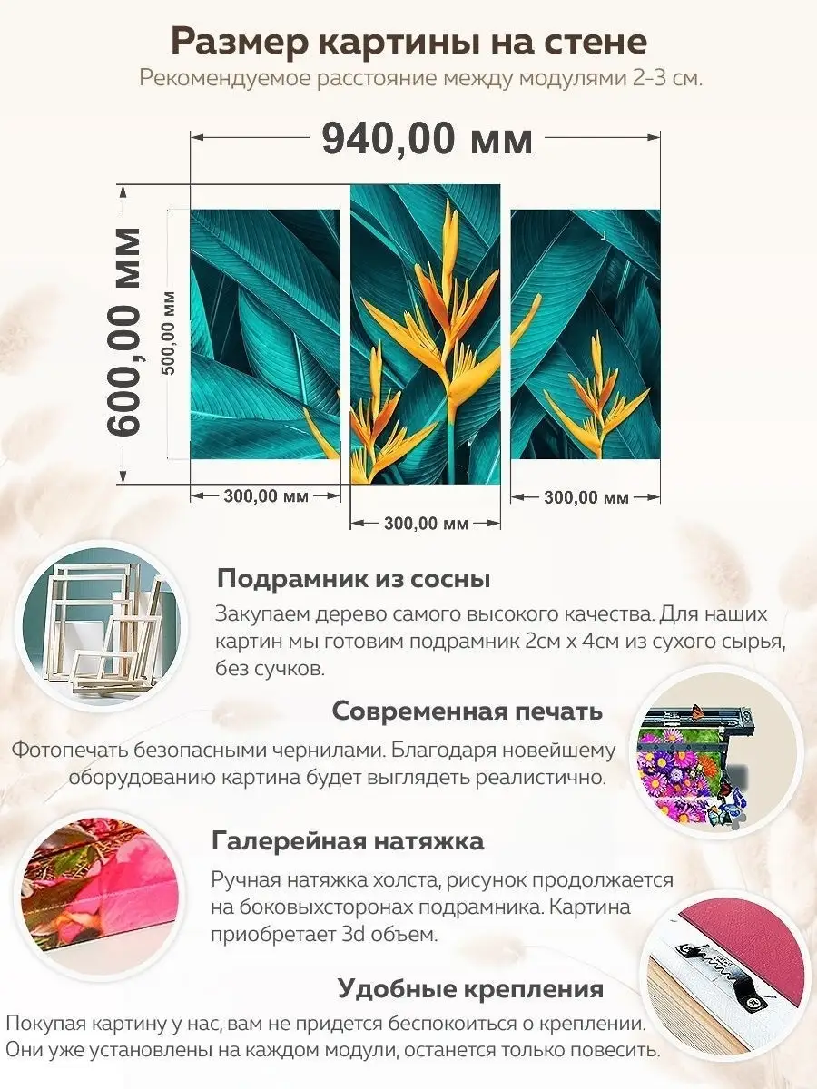 Модульная картина цветы 