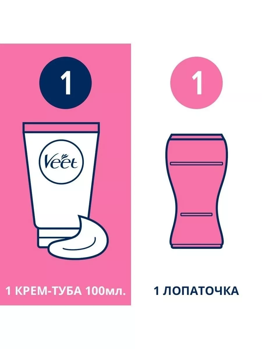 Крем для депиляции для чувствительной кожи, 100мл VEET 20995214 купить за  474 ₽ в интернет-магазине Wildberries