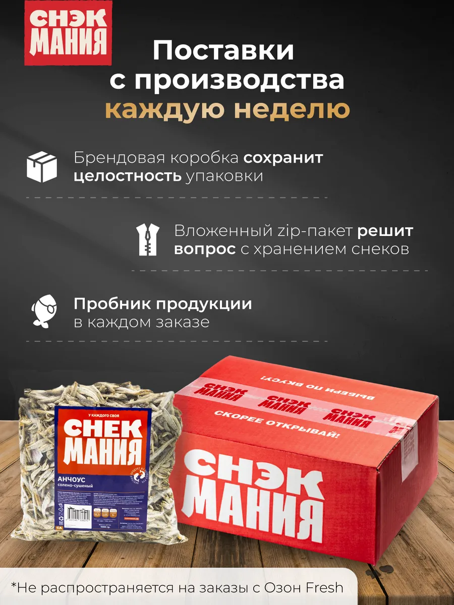 Сушеные анчоусы 1 кг СНЕКМАНИЯ купить в интернет-магазине Wildberries ...