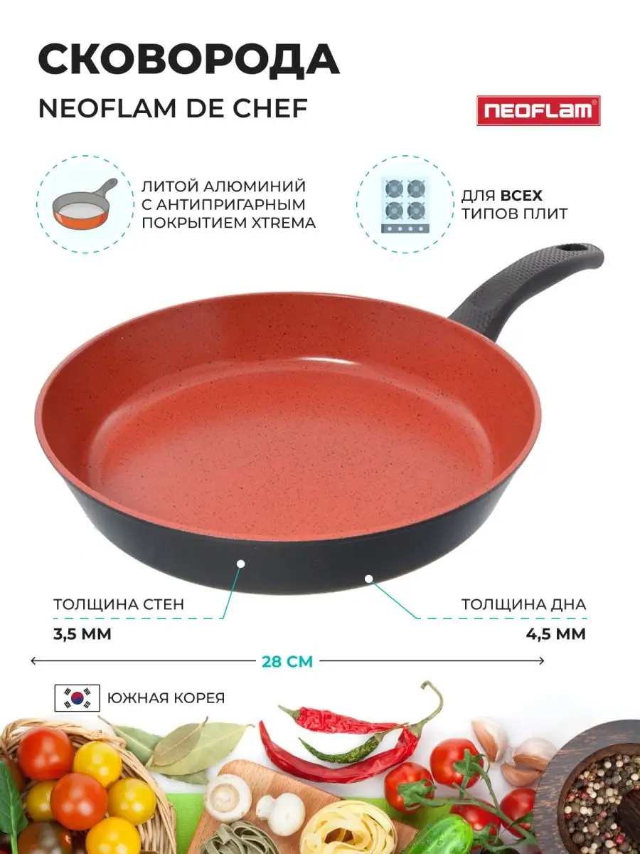 Сковорода Neoflam De Chef 28 см Neoflam 21018079 купить за 2 363 ₽ в  интернет-магазине Wildberries