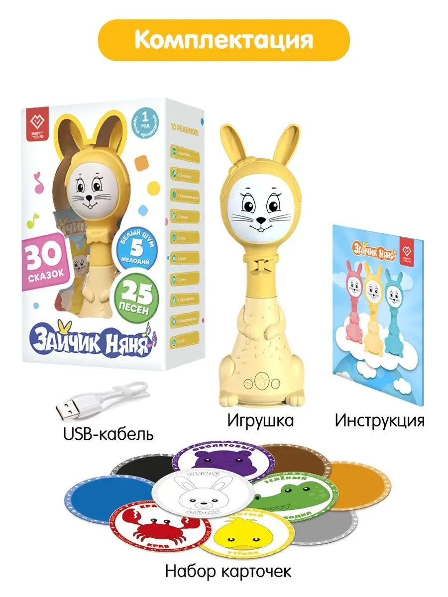 Интерактивная музыкальная игрушка для детей Зайка Няня BertToys 21036201  купить в интернет-магазине Wildberries