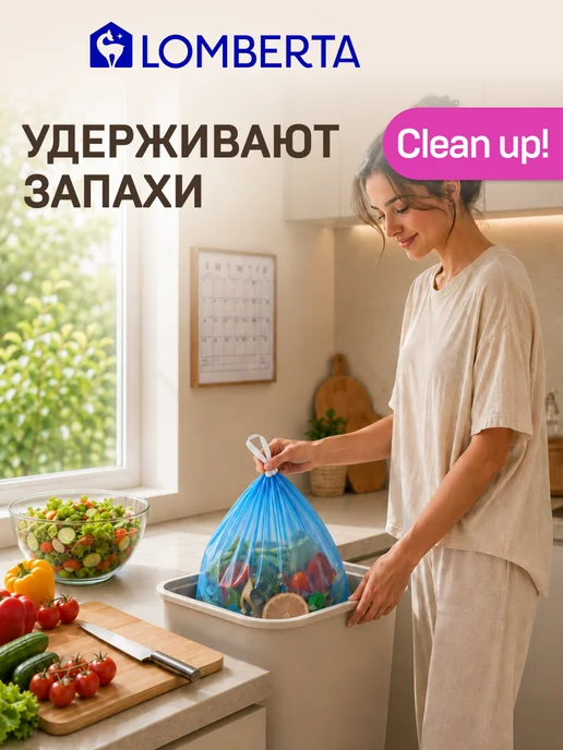 Lomberta Мешки для мусора 60 л с завязками в рулонах, 35 л, фото 7