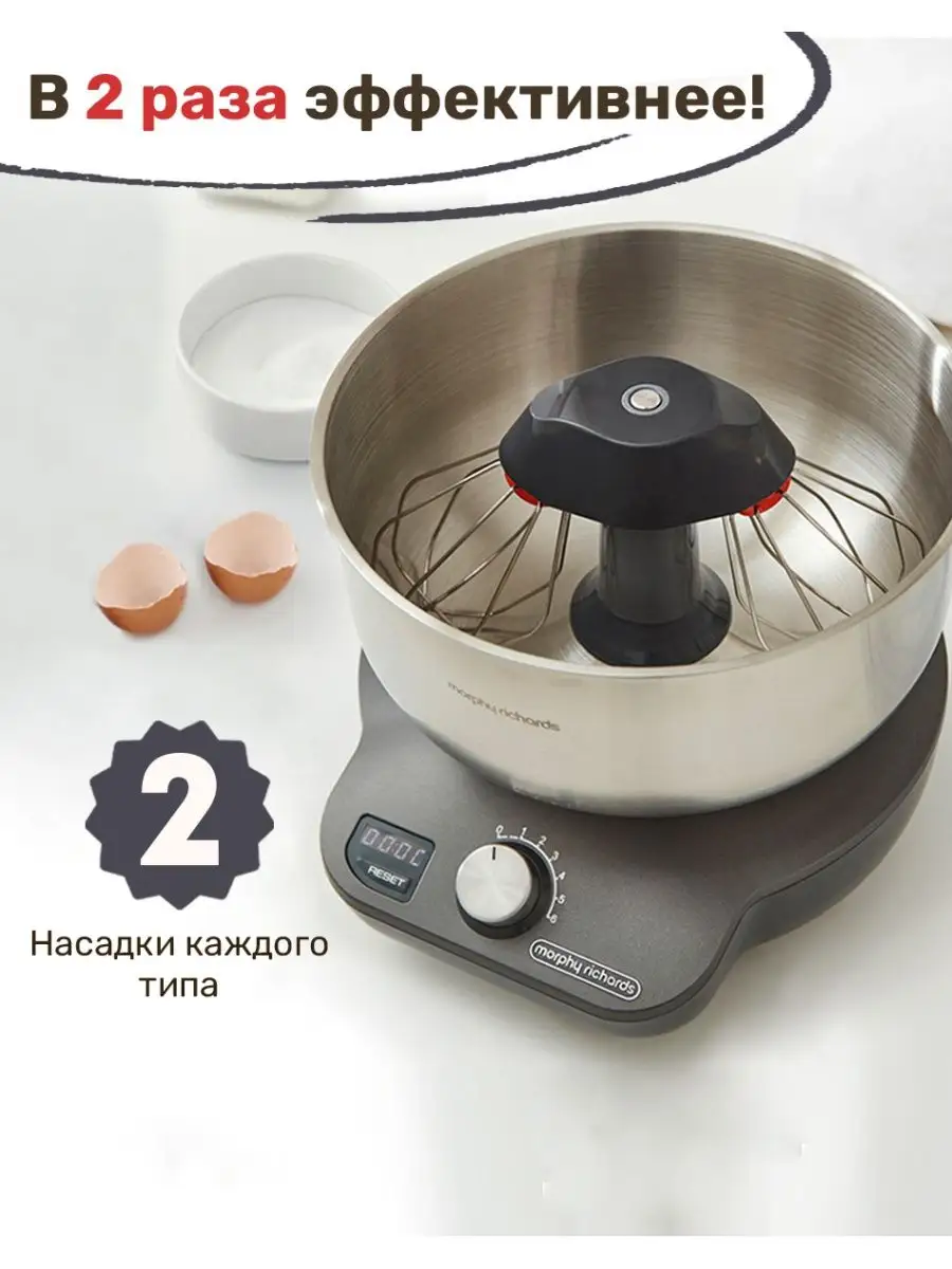 Планетарный миксер с чашей,тестомесильная машина,6 скоростей Morphy  Richards 21055658 купить в интернет-магазине Wildberries