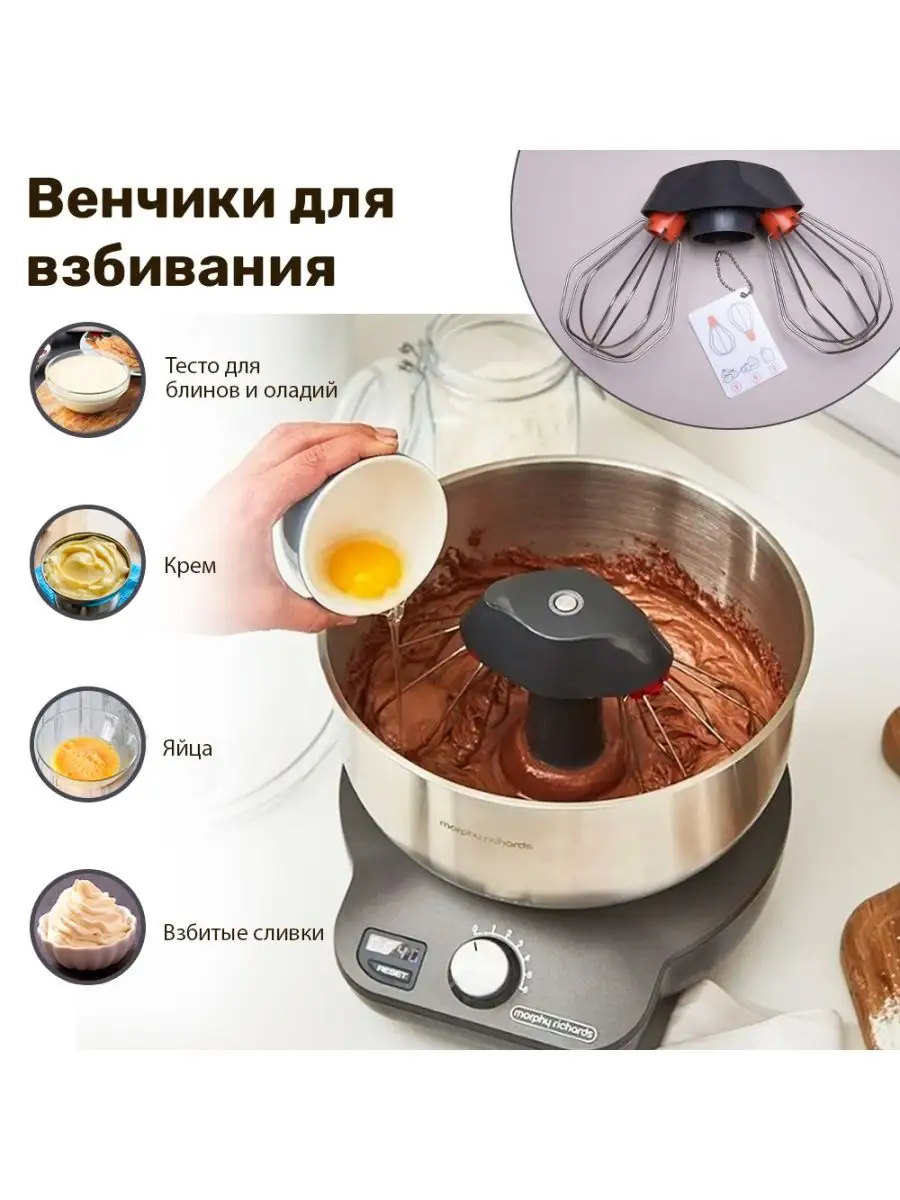 Планетарный миксер с чашей,тестомесильная машина,6 скоростей Morphy Richards  21055658 купить в интернет-магазине Wildberries