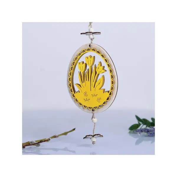 Подвеска двухсторонняя резная "Цветы" 3,5 х 11 х 22 см