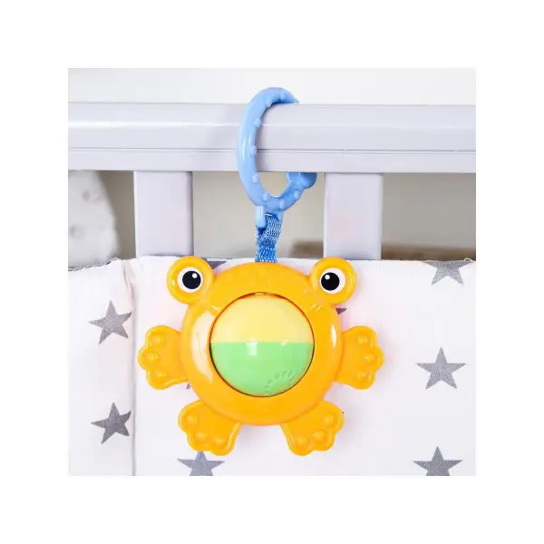 Подвеска с погремушкой "Лягушонок"/ цвет желтый/для детей/для прогулки/в коляску/игрушка для малышей