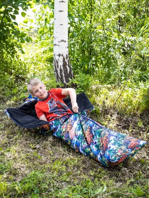 Святополье Спальный мешок детский "Динозавр", синий, фото 4