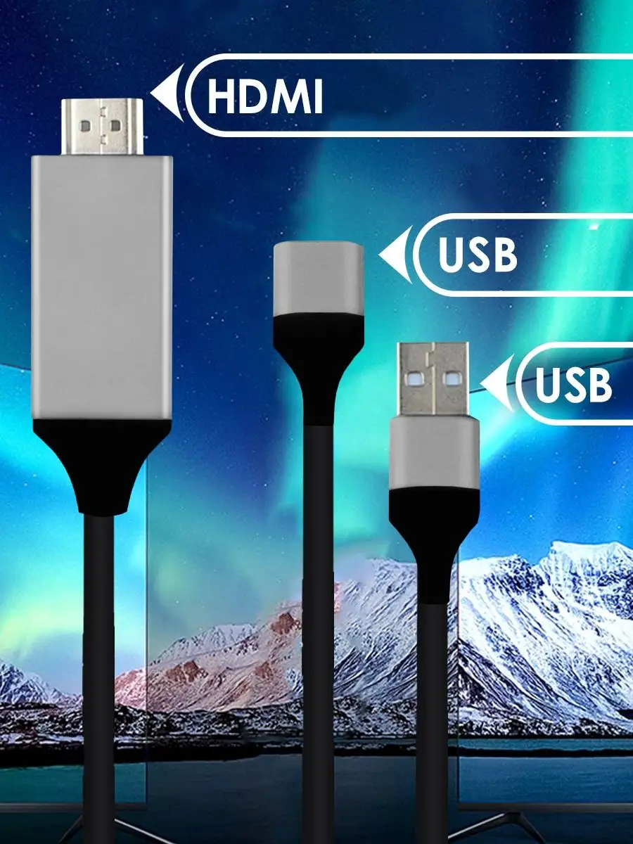 HDMI кабель, провод HDMI универсальный 1м USB для телевизора AMFOX 21125793  купить в интернет-магазине Wildberries