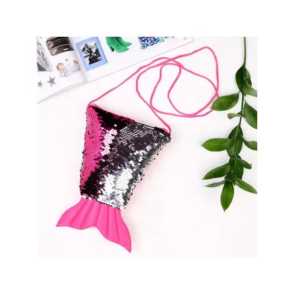 Сумочка "Хвост русалки", пайетки, цвет малиново-серебряный