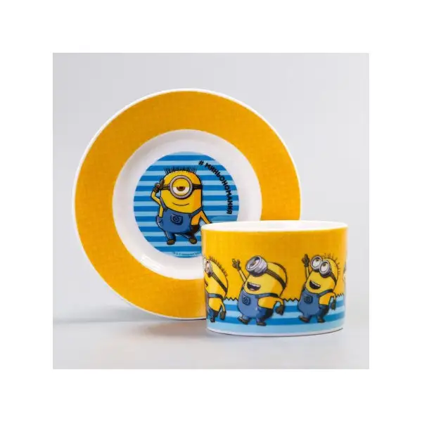 Набор кружка с блюдцем Миньоны/Гадкий Я/200мл/для кормления/Детская посуда/Посуда для прикорма