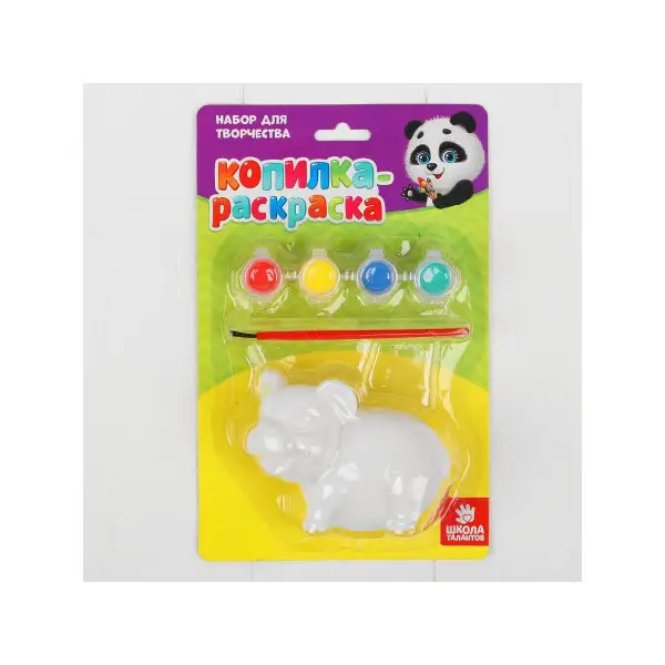 Роспись ПВХ фигурки-копилки "Свинюшка" + 4 цвета красок по 2 г, кисть