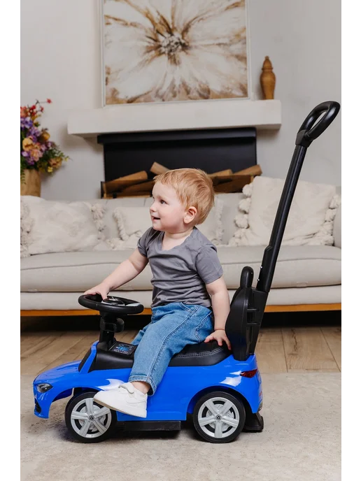 babycare Пушкар каталка Mercedes- AMG C63 Coupe с ручкой, черный, фото 4