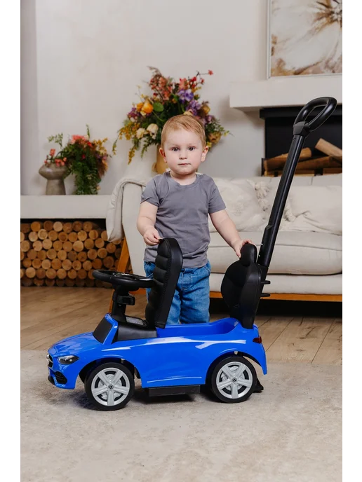 babycare Пушкар каталка Mercedes- AMG C63 Coupe с ручкой, черный, фото 6