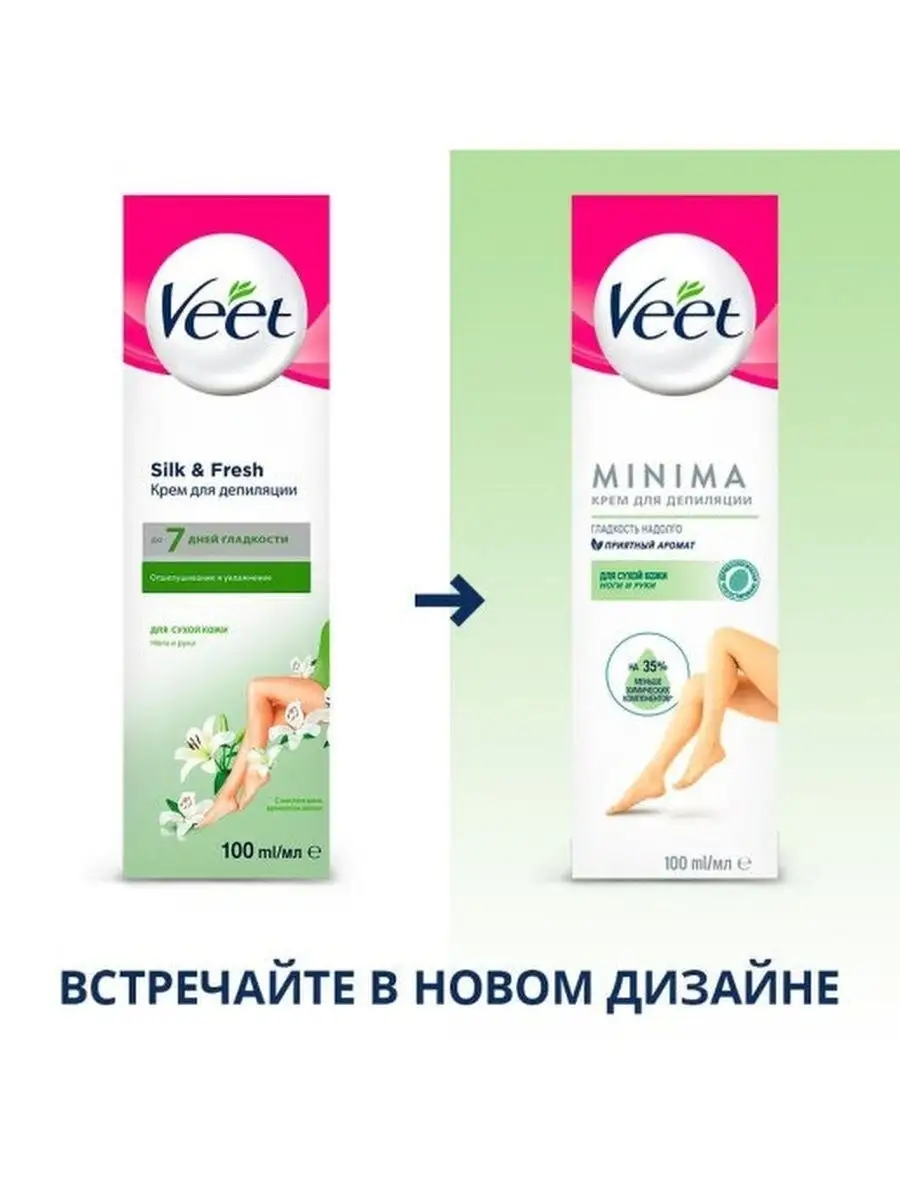 Крем для депиляции для сухой кожи Veet MINIMA, 100мл VEET 21234432 купить  за 326 ₽ в интернет-магазине Wildberries