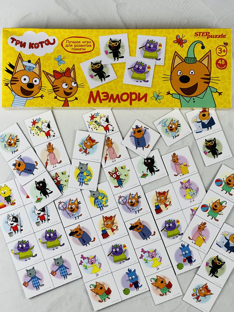 Детская карточная Мэмори Три кота Кошка мемори мемо Step Puzzle 21256526  купить за 424 ₽ в интернет-магазине Wildberries