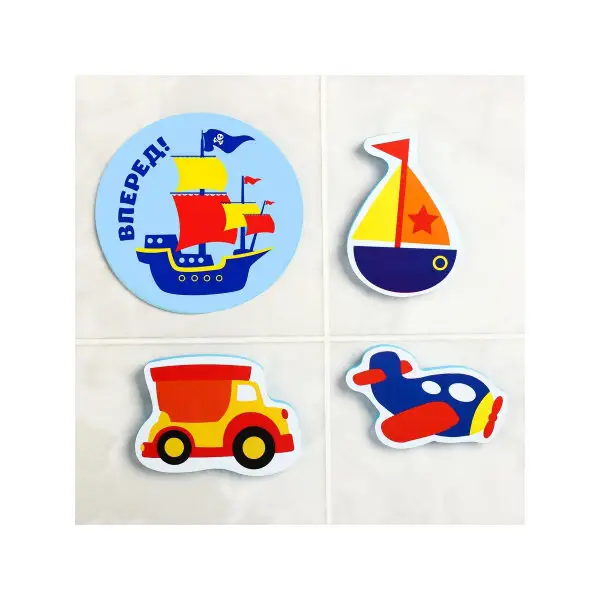 Набор игрушек для ванны из EVA "Транспорт", мини-коврик, 3 шт.