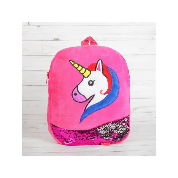 Мягкий рюкзак "Единорог", с пайетками, цвет розовый