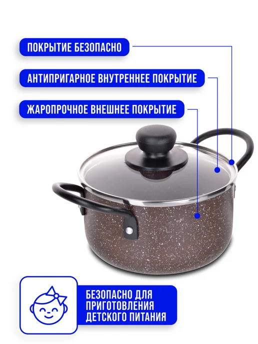 Кастрюля антипригарная с крышкой - фото 3