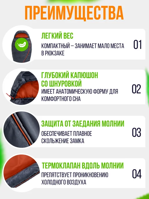 Trek Planet Спальный мешок туристический, спальник летний, теплый кокон, красный, фото 4