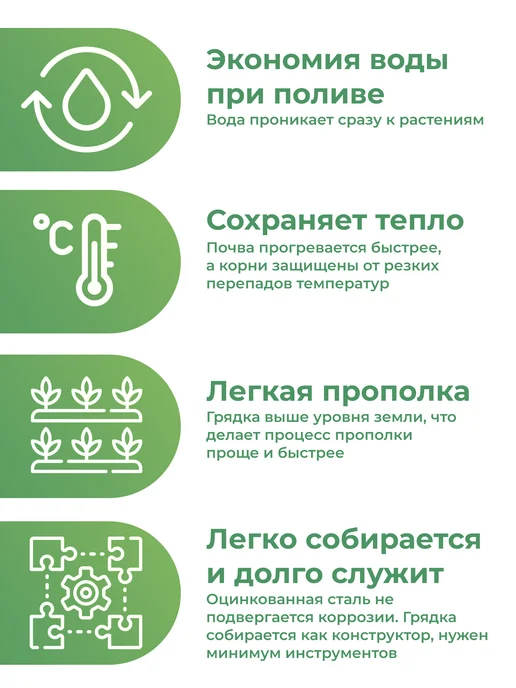 По Уму Грядка оцинкованная 3 м для сада и огорода, 1,0х3,0х0,15 м, 0.8x3.0x0.20 м, 3 м, фото 5