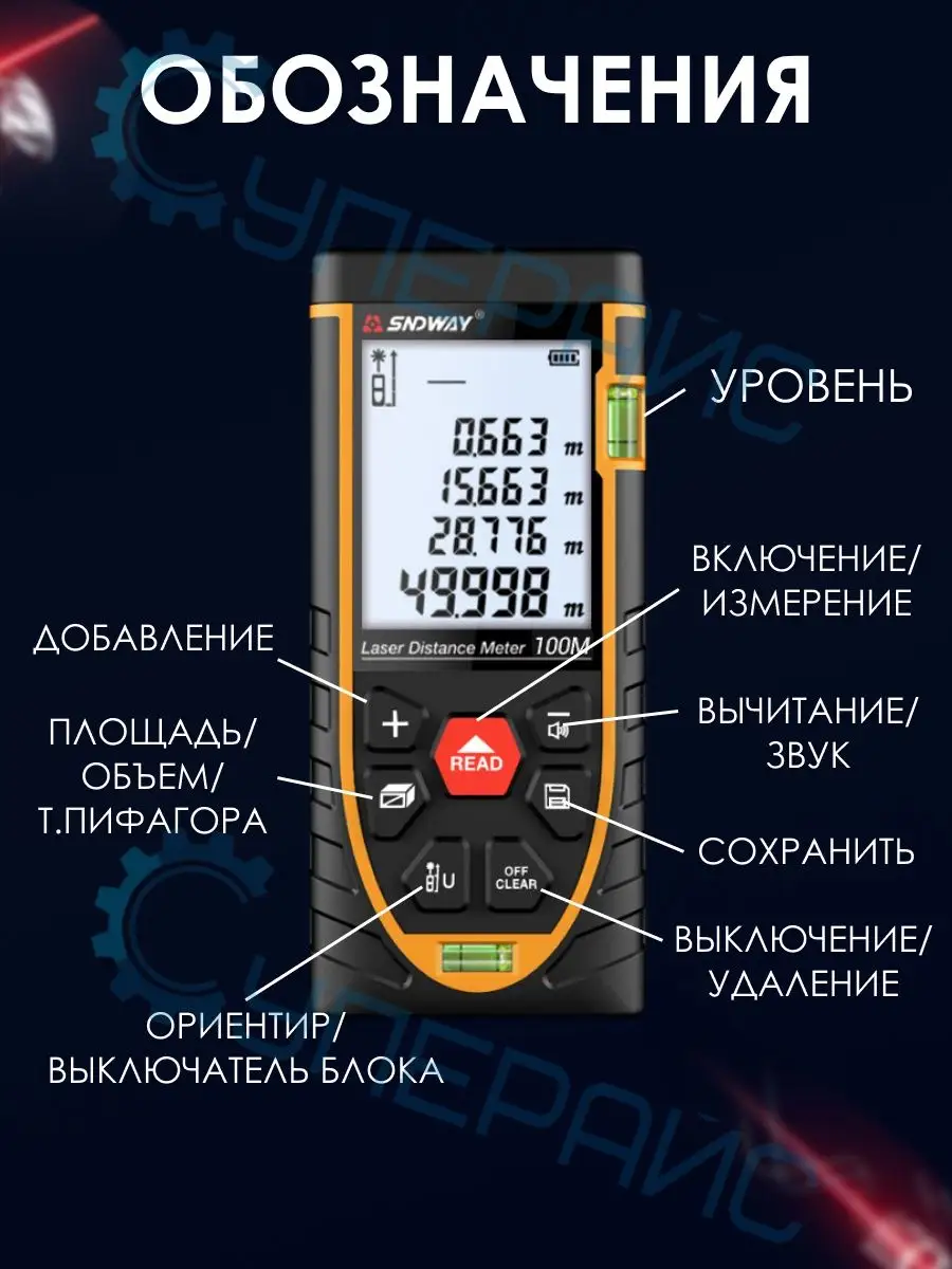 Лазерный дальномер SNDWAY SW-M100 SNDWAY 21467551 купить за 2 792 ₽ в  интернет-магазине Wildberries