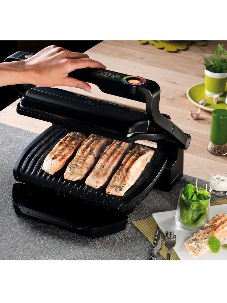 Умный электрогриль Optigrill+ GC712834, датчик толщины Tefal 21499112  купить в интернет-магазине Wildberries