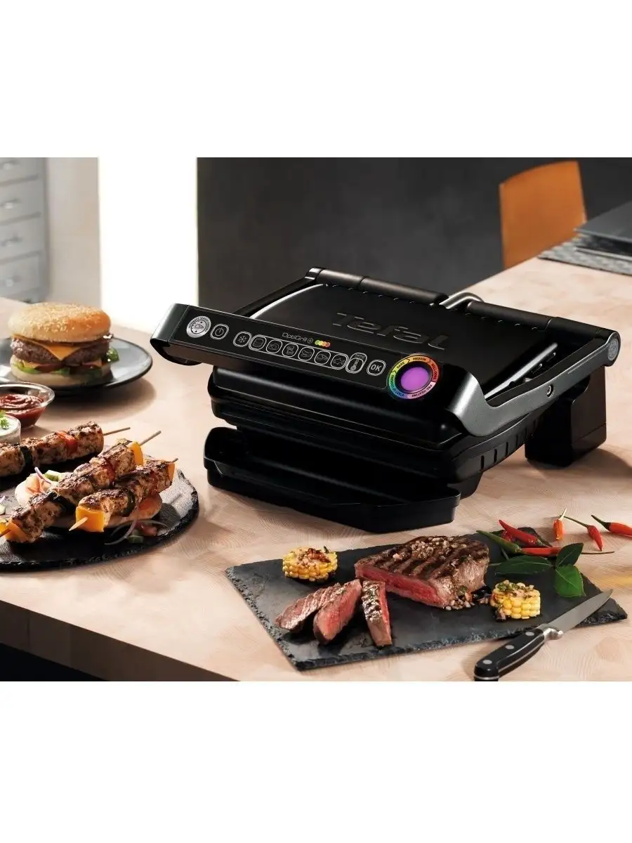 Умный электрогриль Optigrill+ GC712834, датчик толщины Tefal 21499112  купить в интернет-магазине Wildberries