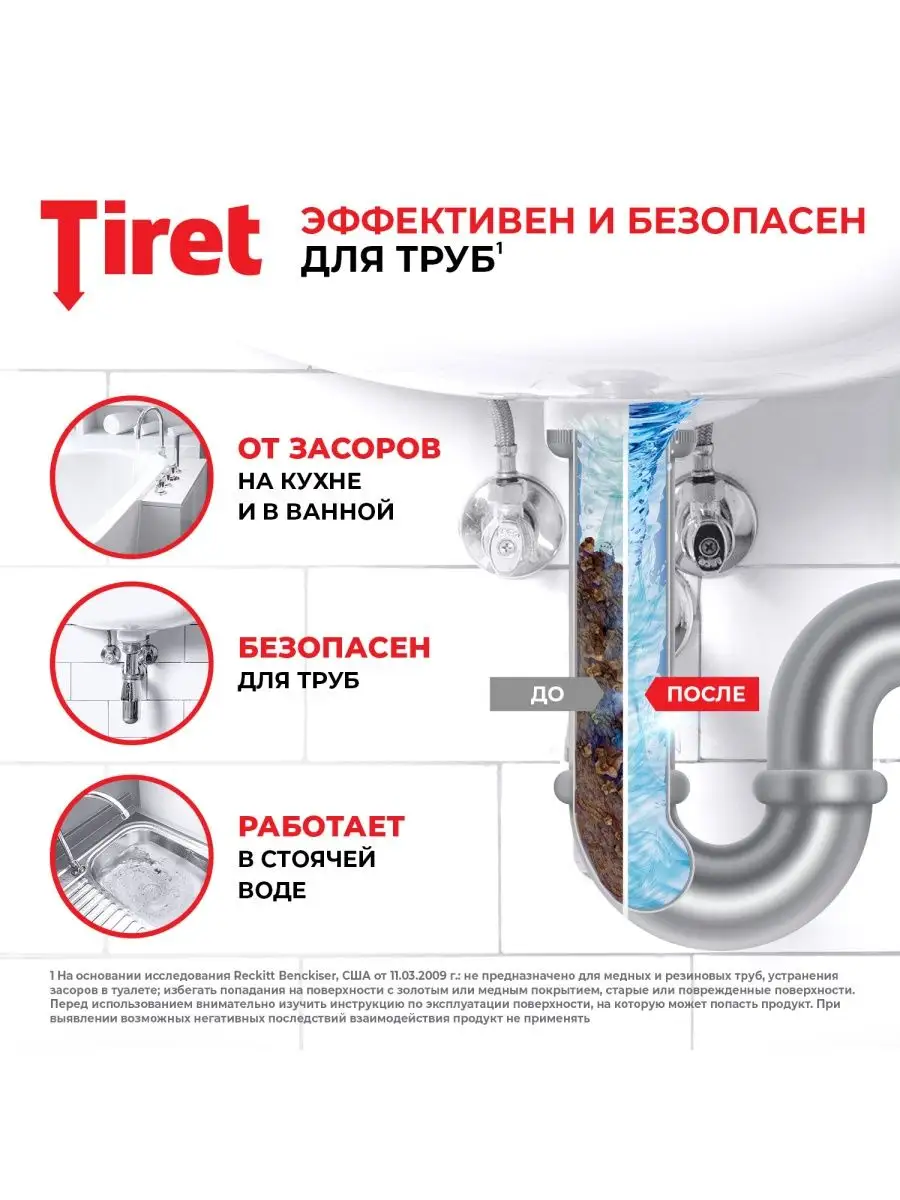 Средство для очистки труб Turbo антизасор, 500 мл TIRET 21527707 купить в  интернет-магазине Wildberries