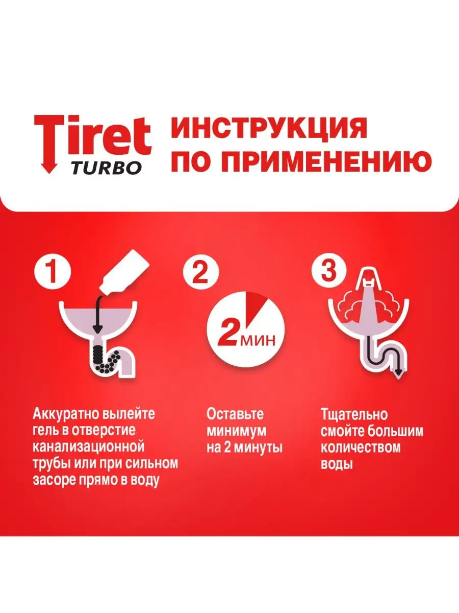 Средство для очистки труб Turbo антизасор, 500 мл TIRET 21527707 купить в  интернет-магазине Wildberries