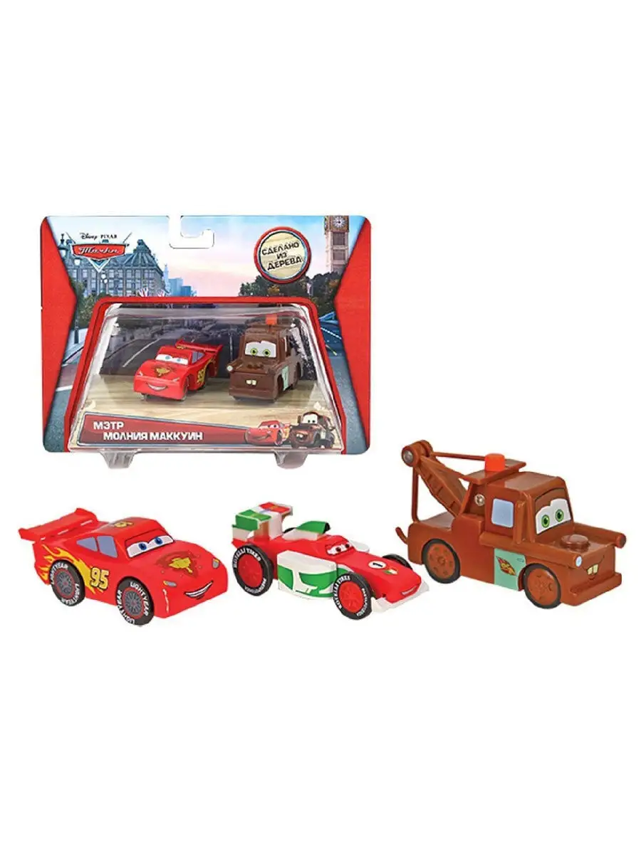 Набор из игрушек Мэтр и Молния Маккуин (дерево, в блистере) Cars 21570968  купить в интернет-магазине Wildberries