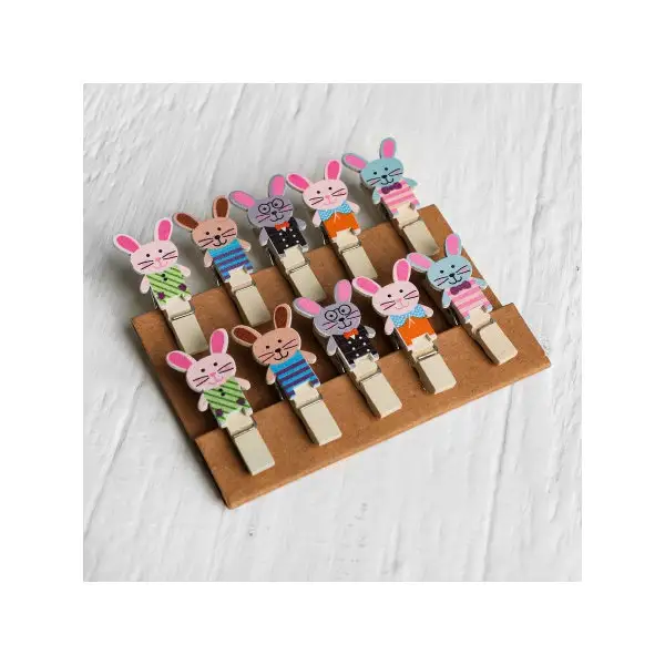 Набор декоративных прищепок "Зайчики" набор 10 шт.