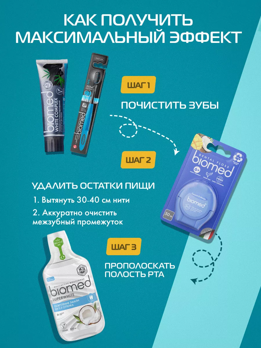 Отбеливающая зубная паста с углем, 100 г., 2 шт. BIOMED 21655951 купить за  346 ₽ в интернет-магазине Wildberries