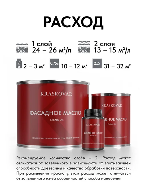 KRASKOVAR Масло для дерева и фасада Facade Oil Орех-0,75л, 750 мл, фото 7