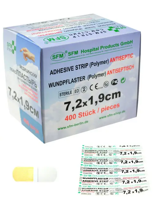 SFM Hospital Products GmbH Пластырь бактерицидный на полимерной основе, 7,2х1,9см,400шт, 7.2x1.9 см, 400 шт, фото 4