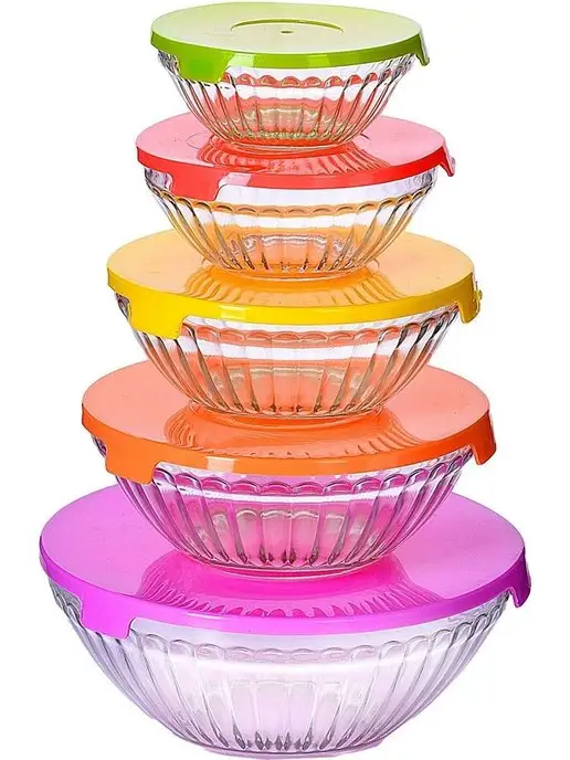 Набор стеклянных салатников с крышкой - фото 6