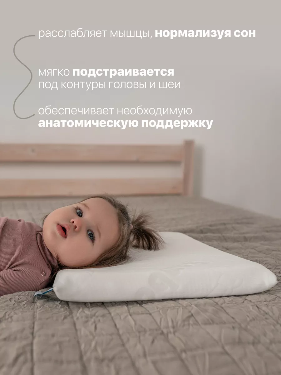 Анатомическая подушка IQ Baby 4,5 с памятью форм для детей территория сна  22063745 купить в интернет-магазине Wildberries