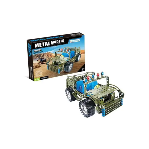 Конструктор металлический "Военный джип", 283 детали/Детский