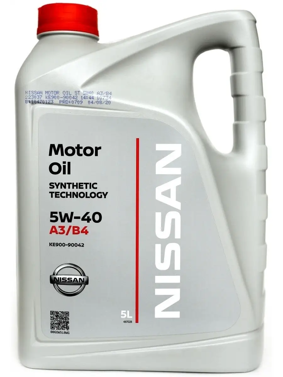 Моторное масло NISSAN MOTOR OIL SAE 5W-40 Синтетическое 5 л Nissan 22365081  купить в интернет-магазине Wildberries