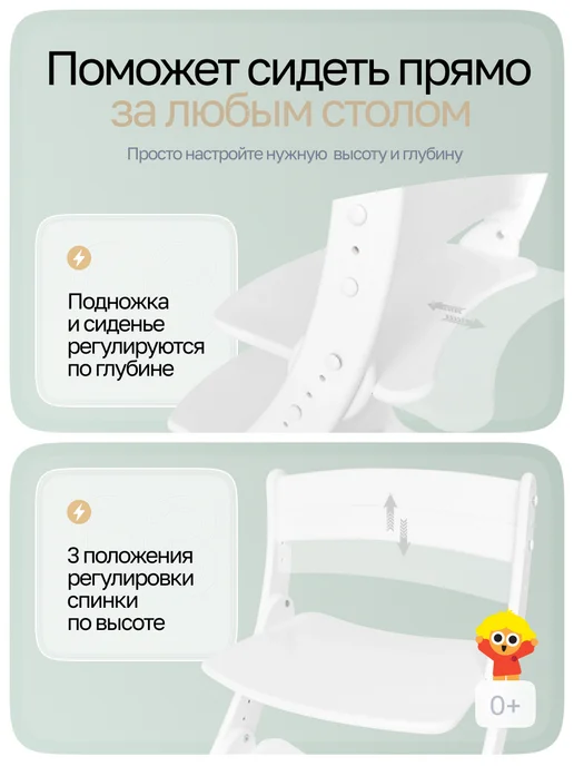 Друг Кузя Растущий школьный стул для детей, вариант, фото 5