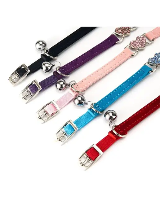 PETSROOM Ошейник для собак и кошек со стразами, черный, фото 8