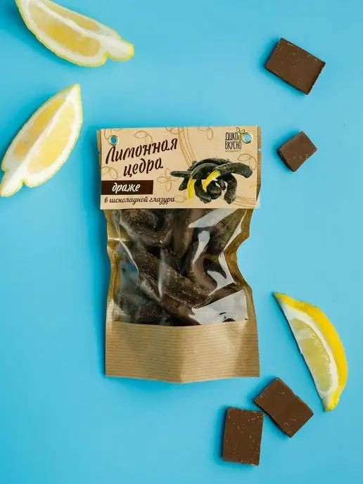 Дико вкусно Драже Лимонная корка в темном шоколаде 150 г, 150 г