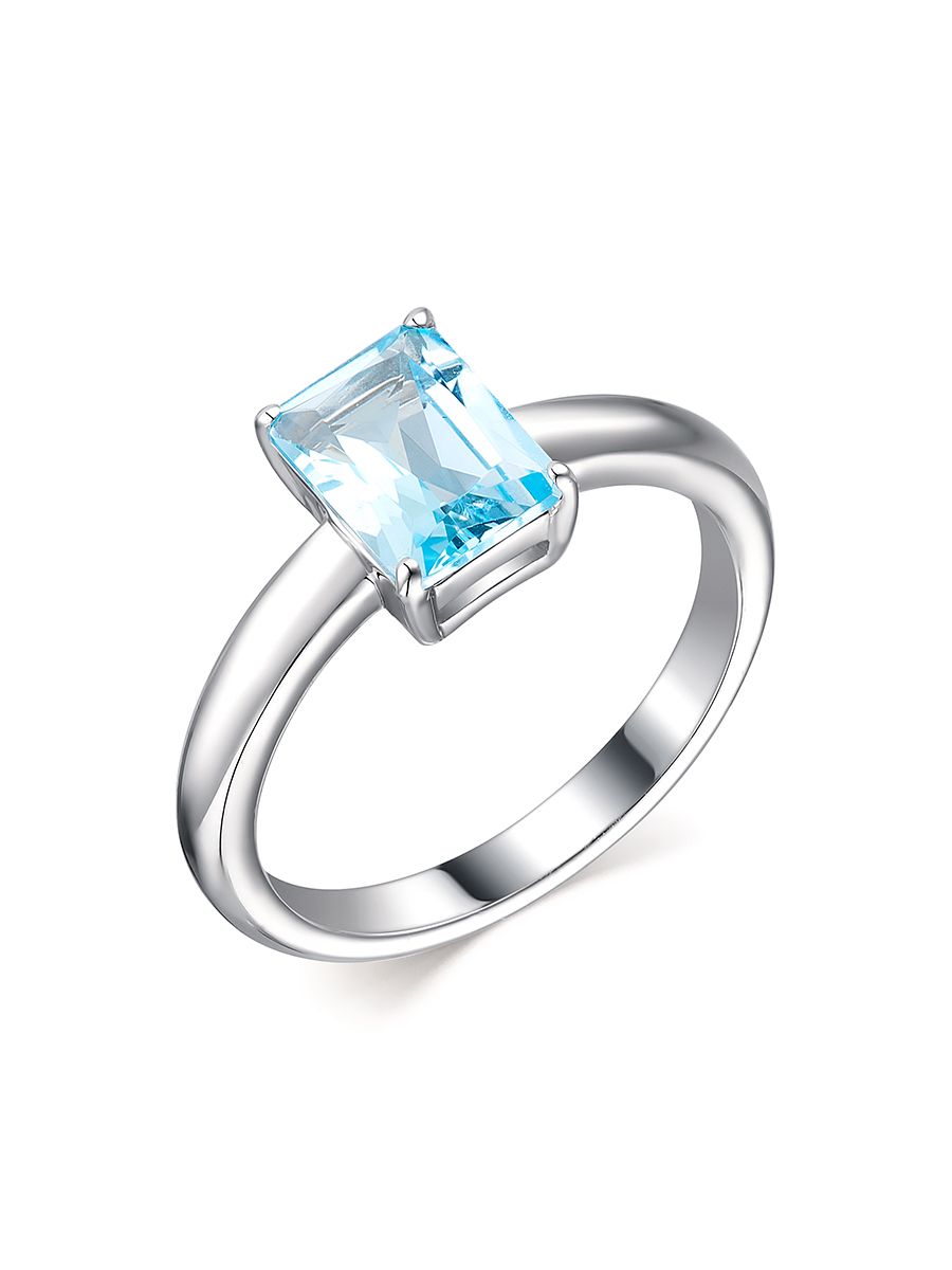 Серебряное кольцо с голубым фианитом Алькор