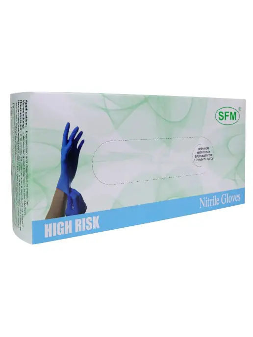 SFM Hospital Products GmbH Перчатки Сверхпрочные НИТРИЛОВЫЕ, HIGH RISK, синие 25 пар, синий, фото 4