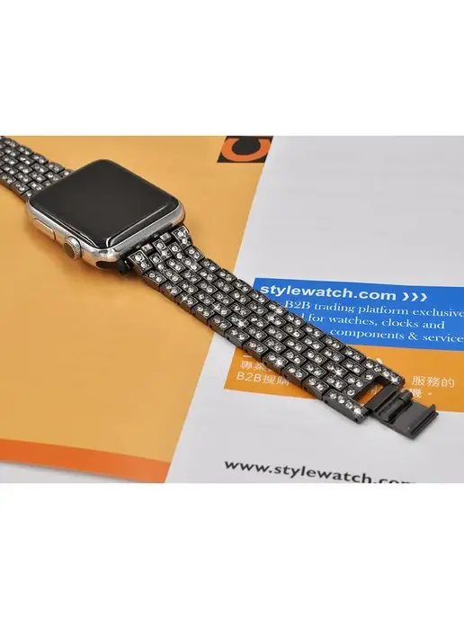 MAKFIT Ремешок для Apple Watch 38 40 41мм со стразами, S10,11-42мм, черный, фото 8
