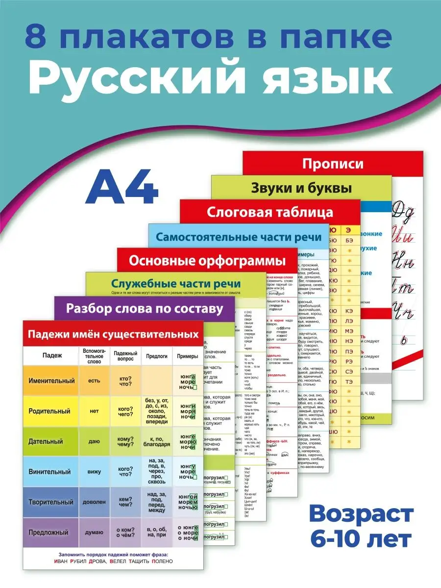 Комплект из 8 плакатов. Русский язык Дрофа-Медиа 22938009 купить за 391 ₽ в  интернет-магазине Wildberries