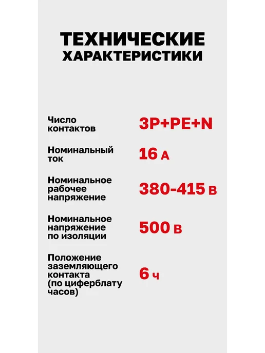 EKF Вилка электрическая 16А 380В IP44 3Р+РЕ+N перенос. силовая, белый, фото 6