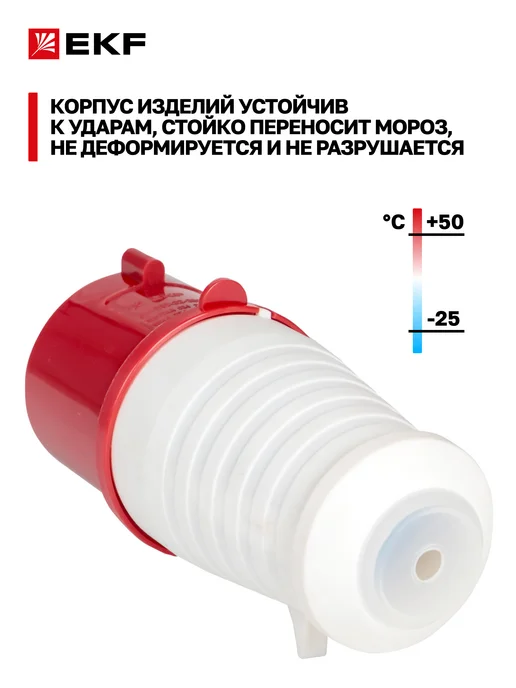 EKF Вилка электрическая 16А 380В IP44 3Р+РЕ+N перенос. силовая, белый, фото 7