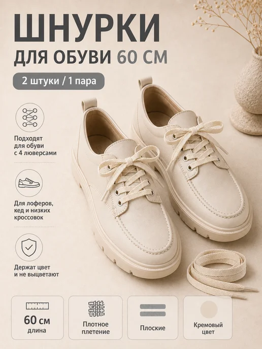 abnormal Шнурки 200 см плоские для обуви черные, бежевый