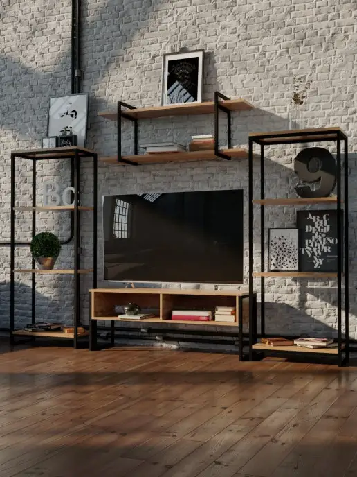 WOODSTEEL Тумба под телевизор 45х118х35 см.Дуб Крафт Золотой, 45x118x35 см, фото 4